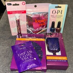 Beauty Set of 6 with Lip Balm, Nail Polishes, and Hair Accessories Set